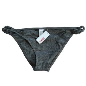 NEW ERES Gray Side Knot Braided Classic Cut Bikini Bottoms Swimwear US 12 FR 44